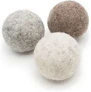 Glaciart One Felt Wool Balls for Dogs (3 Pcs)| Durable Dog Chew Toy, Puppy Chew Toys for Teething & Dog Teeth Cleaning | Pet Toys Fetch Games & for Anxiety/Boredom | Great for Small or Medium