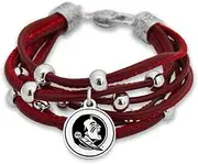 [FTH] FSU Seminoles Leather Strand Bracelet with Logo and Lobster Clasp