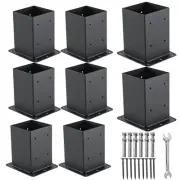 4x4 Post Base, 8 Sets Post Anchor, (Inner Size 3.6"x3.6") Black Metal Powder-...