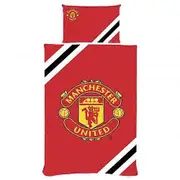 Manchester United FC Core Stripe Duvet Cover Set Red/Yellow/Black Single