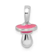 Sterling Silver De-Ani Rhodium-Plated 3D Pink Enameled Pacifier Pendant