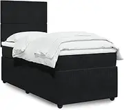 vidaxl Box Spring Bed with Mattress - Single Black Velvet King Single