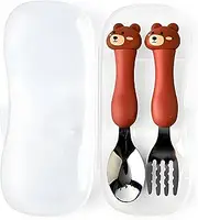2 Piece Travel Carry Set,Portable Tableware for Children,Toddler Spoon & Fork Set with Travel Case