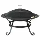 Jumbuck® Large 76cm Round Black Steel Outdoor Firepit Fire Pit & Mesh Lid +Poker