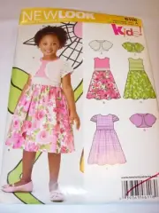 GIRLS CHILDS UNCUT NEW LOOK 6118 Sewing Pattern DRESS BOLERO JACKET SIZE 3-8