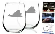 Virginia State Outline - Stemless Wine Glasses - Set of 2 - State Themed