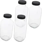 WEKADRIN Reusable Glass Water Cup 4 Pack Airtight Lids for Juice Smoothie Milk Safe Material for Daily Hydration On-The-go