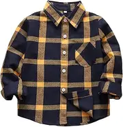[Goodplayer] Kids Little Boys Girls Baby Long Sleeve Button Down Hooded Plaid Shirt Red Plaid Flannel Outfits