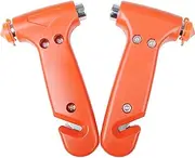 Pack of 2 Car Emergency Hammer Seat Belt Cutter Escape Tool Window Emergency Hammer Multifunctional Window Hammer Window Punch Emergency Escape Survival Tool for Car Bus Car Truck (Orange)