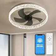 20" Modern Ceiling Fans with Lights and Remote, Dimmable Ceiling Lights, Flush M