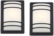 Habitat 11" Black and Frosted Glass Outdoor Wall Lights Set of 2