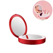 Catzon Lighted Mini Travel Makeup Mirror 1X/3X Magnification Rechargeable-Red