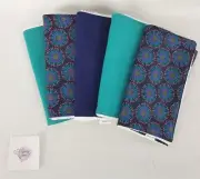 Baby Burp Cloths 5 x Pack Navy Blue Flowers Bursts Toweling Backed Handmade New