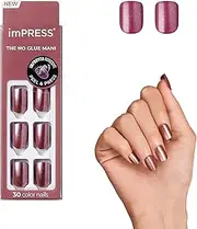 imPRESS KISS Color Press-On Manicure, Gel Nail Kit, PureFit Technology, Short Length, “Peanut Pink”, Polish-Free Solid Color Mani, Includes Prep Pad, Mini File, Cuticle Stick, and 30 Fake Nails