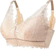 [HONGFSM] 2024 Front Closure Mastectomy Bra for Women Breast Prosthesis Support Bras Floral Lace Wireless Comfort Everyday Bra