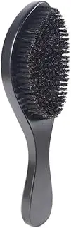 Byttlerom 1Pcs Black Long Curved Beard Comb Bristle Brush Beech Wood Bristle Brush Men'S Styling Comb for Hair Care