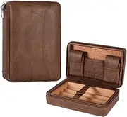 [G galiner] GALINER Cigar Leather Travel Humidor Box Cedar Wood Portable Cigar Case Humidifier Hygrometer Fit 4 Cigars