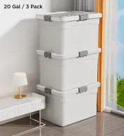 Joybos® Durable Stackable Wheeled Storage Containers with Lids Z18 20 GAL*3PCS