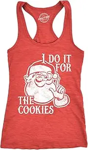 [Crazy Dog T-shirts] Womens I Do It For The Cookies Fitness Tank Funny Xmas Santa Claus Sweet Treat Lovers Sleeveless Tee For Ladies