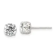 Sterling Silver Polished 6mm Round Cz Infinity Basket Set Stud Earrings