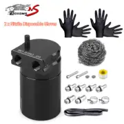Universal Aluminum Baffled Oil Catch Can Tank Reservoir Breather+ Fittings Black (for: Honda Civic)