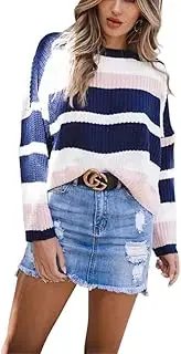 [Yeshire] Women's Long Sleeve Loose Oversized Casual Crew Neck Knitted Sweater Pullover Crop Tops Jumper