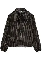 Rixo Moss Metallic-jacquard Chiffon Blouse - Black - 16 (UK 16 / XL) 16 (UK 16 / XL)