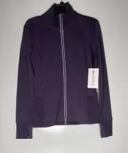 New With Tags NWT Athleta Ridge Crop Jacket Women's Size Medium Purple Full Zip