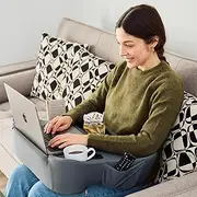 TabCouchCaddy Lap Desk Pillow - Cushioned Lap Pillow for Reading, Gaming, Work & Travel, Soft & Portable Laptop Desk for Bed, Couch, or Car, Ergonomic Support for Laptops & Tablets (Grey)