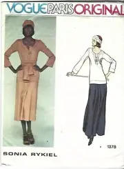 Vogue Sewing Pattern 1378, Sonia Rykiel Vintage Top, Skirt, Scarf, Size 14 Uncut