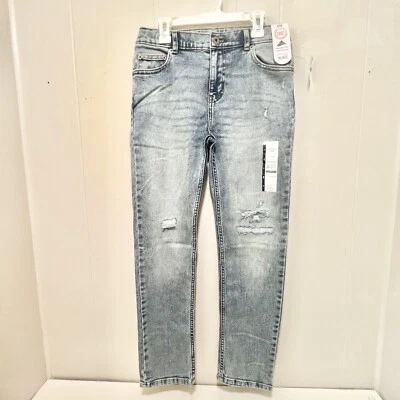 Wonder Nation Boys Slim Knit Stretch Denim Jeans Adjustable Waist Size 14