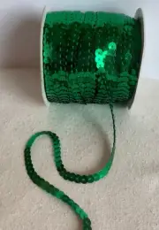 Emerald Green Sequin Ribbon (1/4" wide - 5 Yards)