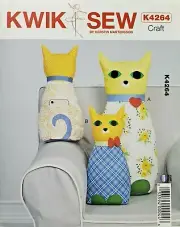 Kwik Sew K4264 Cat Pillows in 2 Sizes, w Pocket for Cell Phones & Remotes UNCUT