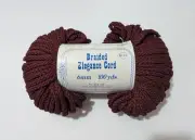 New Vintage Macrame Brown Braided Elegance Cord 6mm 100 Yds