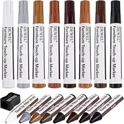 DEWEL Furniture Markers Touch Up, 17 Pcs Wood Scratch Repair Kit, Upgrade Wood Furniture Repair Markers and Wax Sticks for Stains, Scratches, Floors, Tables, Bedposts