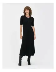 [Veronika Maine] Sparkling Stripe Knit Dress in Black