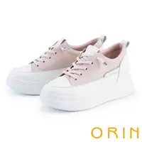 在飛比找momo購物網優惠-【ORIN】牛皮燙鑽免綁帶厚底休閒鞋(粉紅)