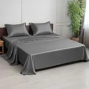 Linenwalas Cooling Bamboo Sheets Set 4PC- Queen Size 1800 Thread Count Soft Bed Sheets,16 Inch Deep Pocket,Super Breathable,Comfortable and Pilling Resistant(Queen, Light Grey)