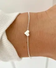 Fine Solid Metal Custom Made Women's Heart Bracelet 925 Silver 7"