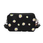 2 Pcs New Fashion Small Daisy Female Bags Wide Nylon Shoulder Strap Shoulder Messenger Bag Summer Printed Small Square Bag