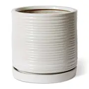 E Style Henley 45cm Ceramic Planter w/Saucer Round Home Decorative Pot White