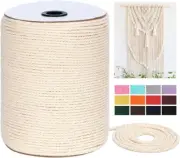 Macrame Cord 4Mm X 328Yards(984Feet),Natural Cotton Macrame Rope 3 Strands New
