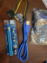 PCI-E 1x to 16x Powered USB3.0 GPU Riser Extender Adapter Card, 6 Pk.