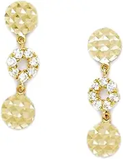 [JewelryWeb] 14k Yellow Gold CZ Simulated Diamond Fancy Drop Screw Back Earrings 20x6mm Stud Earring for Women