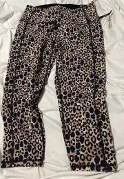 Victorias Secret Sport Capri Pants Large NWT blue Cheetah Leopard Print