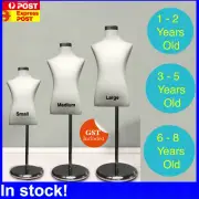 Unisex Kids Child Children Mannequin Torso Cloth Dress Form Chrome Stand White