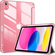 ProCase for iPad (A16) 11th Generation 11 Inch 2025/10th Generation 10.9 Inch 2022 Case with Pencil Holder, Hybrid iPad 11 10 Case with Clear Back, Supports Auto Wake/Sleep -Lightpink