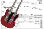 Plan of EDS Double-neck Electric Guitar - Full Scale Print by ALS