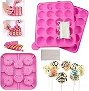 Silicone Cake Pop Mold + 120 Sticks, Easter BPA Free Baking Mold for Candy Chocolate Lollipop Dessert Cupcake Cooker - Pink