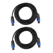 2Pcs 25ft Speakon to Speakon Cables 12 Gauge AWG Wire DJ Audio PA Speaker Cable